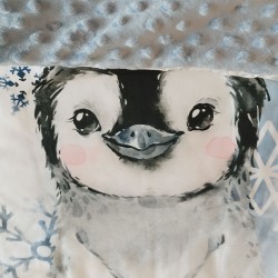 couverture  1 pingouin et minky bleu ciel